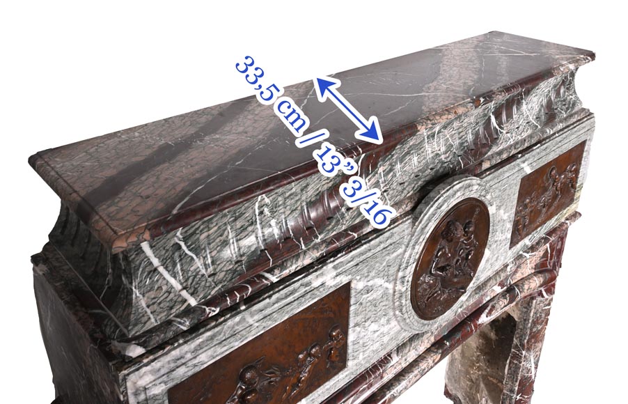 Cheminée en marbre Campan de style Louis XIV, bronzes (d’après CLODION) Cheminée en marbre Campan de style Louis XIV, bronzes (d’après CLODION)-13