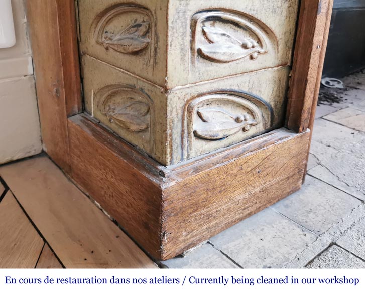 Gentil & Bourdet (attribué à), cheminée ancienne Art Nouveau en chêne et grès Gentil & Bourdet (attribué à), cheminée ancienne Art Nouveau en chêne et grès-6