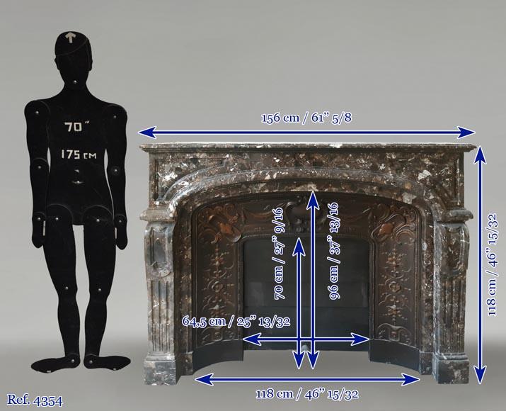 Cheminée ancienne de style Régence en Brèche Pavonazza Cheminée ancienne de style Régence en Brèche Pavonazza-6