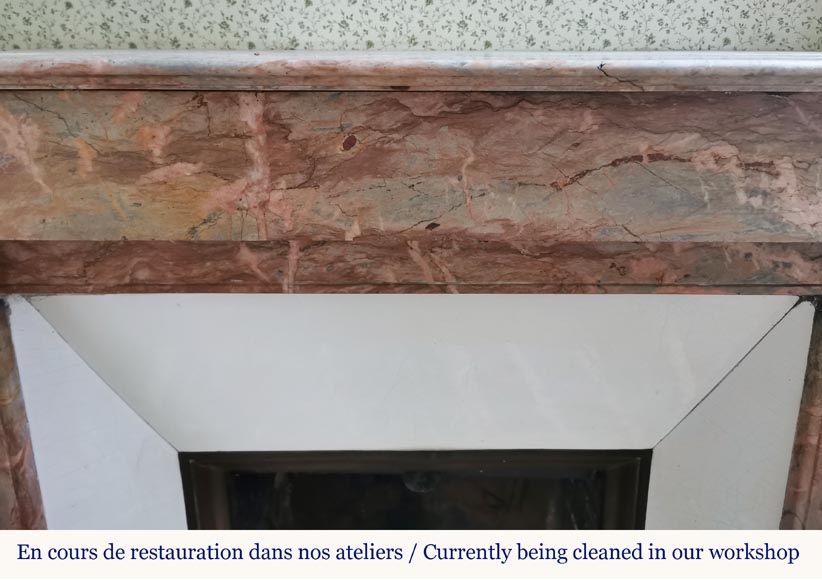 Cheminée Napoléon III en marbre Enjugerais à modillons Cheminée Napoléon III en marbre Enjugerais à modillons-1