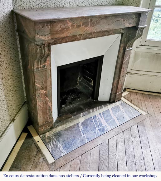 Cheminée Napoléon III en marbre Enjugerais à modillons Cheminée Napoléon III en marbre Enjugerais à modillons-2