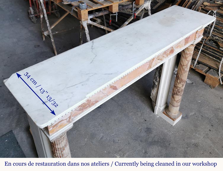 Très belle cheminée d'époque Louis XVI à colonnes détachées Très belle cheminée d'époque Louis XVI à colonnes détachées-5