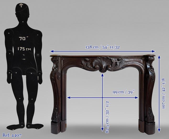 Cheminée en bois de style Louis XV, à la belle coquille Cheminée en bois de style Louis XV, à la belle coquille-10
