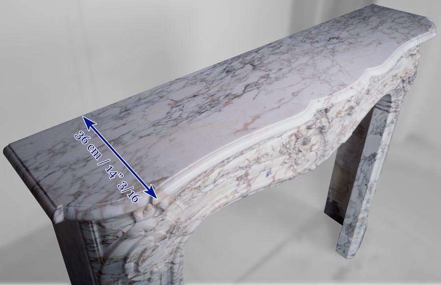 Cheminée de style Louis XV en marbre Brèche de Médicis au motif fleur de lys en feuille d'acanthe Cheminée de style Louis XV en marbre Brèche de Médicis au motif fleur de lys en feuille d'acanthe-12