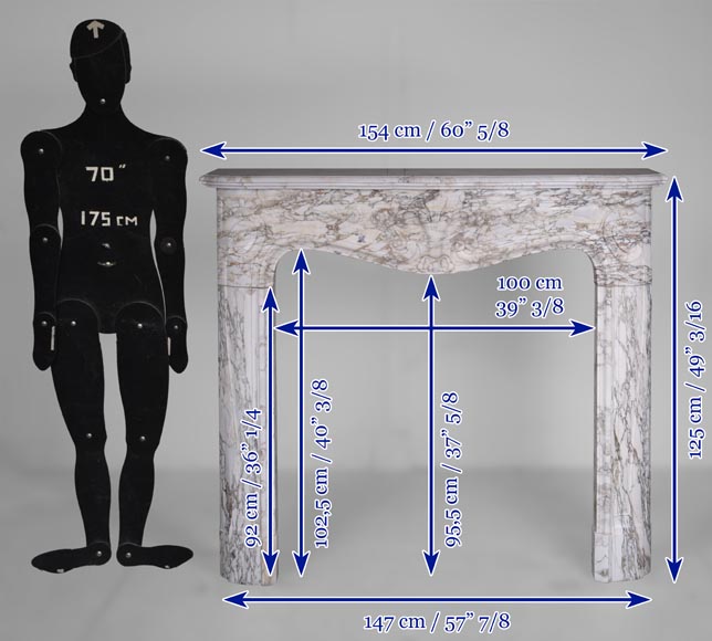 Cheminée de style Louis XV en marbre Brèche de Médicis au motif fleur de lys en feuille d'acanthe Cheminée de style Louis XV en marbre Brèche de Médicis au motif fleur de lys en feuille d'acanthe-13
