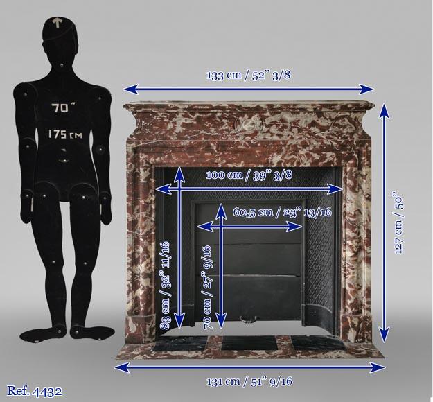 Cheminée Boudin à acrotère en marbre Rouge du Nord  Cheminée Boudin à acrotère en marbre Rouge du Nord -10