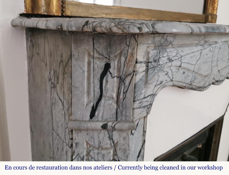 Petite cheminée Pompadour en marbre Bleu fleuri Petite cheminée Pompadour en marbre Bleu fleuri-3