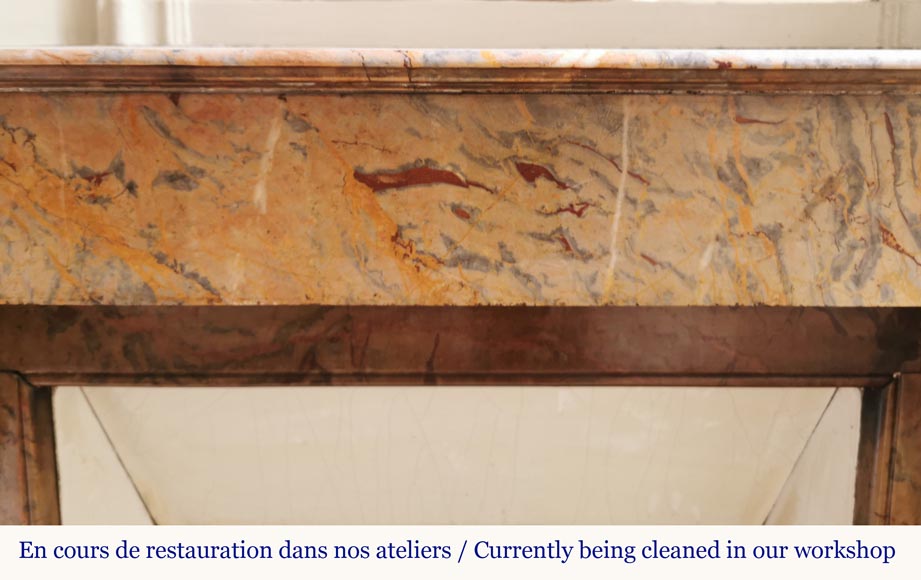 Cheminée Napoléon III en marbre Enjugerais à modillons Cheminée Napoléon III en marbre Enjugerais à modillons-1