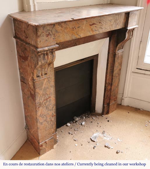 Cheminée Napoléon III en marbre Enjugerais à modillons Cheminée Napoléon III en marbre Enjugerais à modillons-2