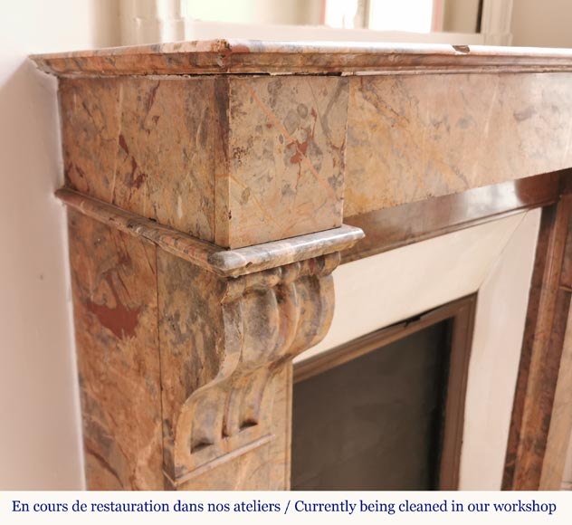 Cheminée Napoléon III en marbre Enjugerais à modillons Cheminée Napoléon III en marbre Enjugerais à modillons-3