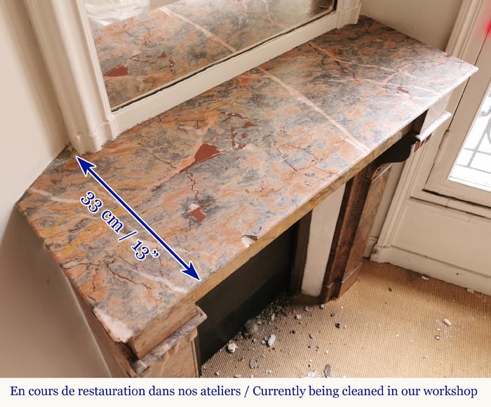 Cheminée Napoléon III en marbre Enjugerais à modillons Cheminée Napoléon III en marbre Enjugerais à modillons-7