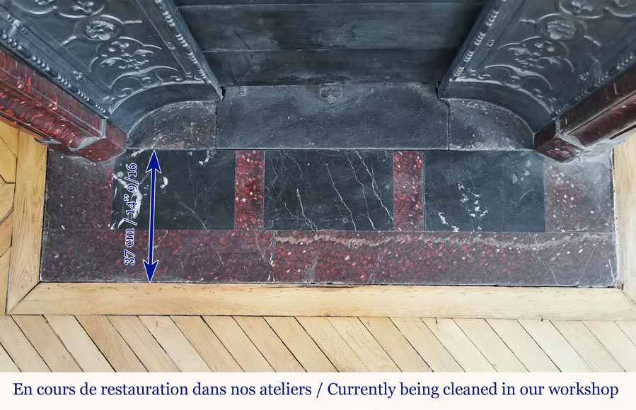 Cheminée Boudin de style Louis XIV en beau marbre Rouge Griotte Cheminée Boudin de style Louis XIV en beau marbre Rouge Griotte-8