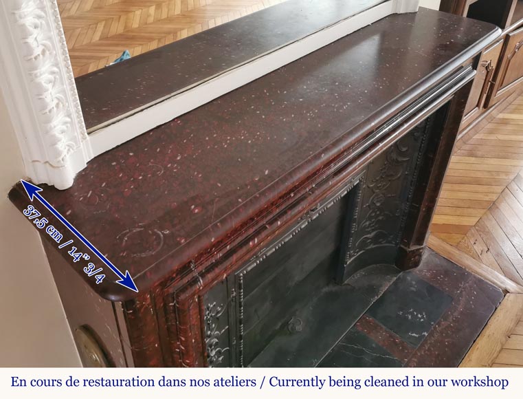 Cheminée Boudin de style Louis XIV en beau marbre Rouge Griotte Cheminée Boudin de style Louis XIV en beau marbre Rouge Griotte-9