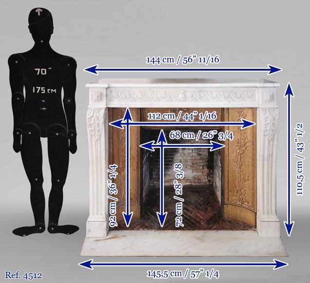 Cheminée du début du 19è siècle,  style Louis XVI en marbre statuaire à la frise grecque Cheminée du début du 19è siècle,  style Louis XVI en marbre statuaire à la frise grecque-12