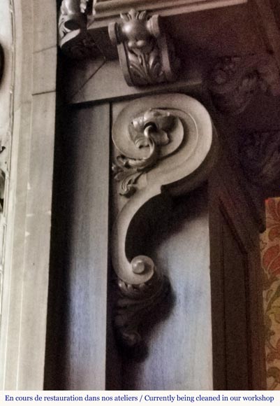 Cheminée Napoléon III en noyer surmontée d'une importante alcôve Cheminée Napoléon III en noyer surmontée d'une importante alcôve-5