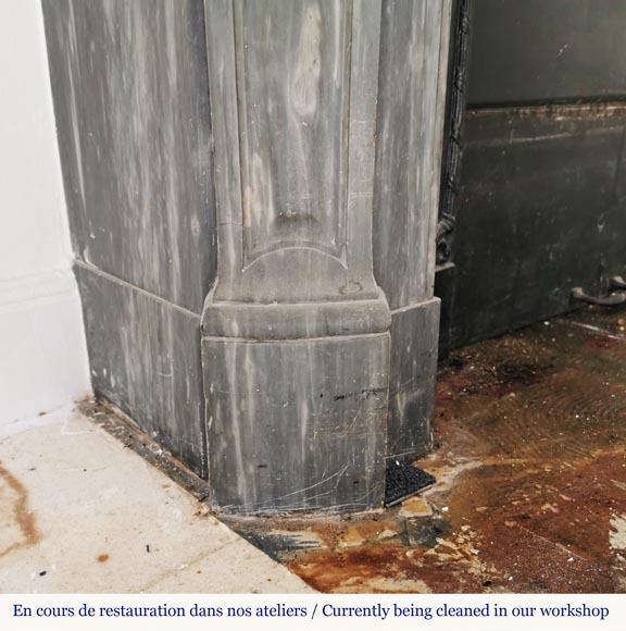 Belle cheminée Pompadour en marbre bleu Turquin Belle cheminée Pompadour en marbre bleu Turquin-4