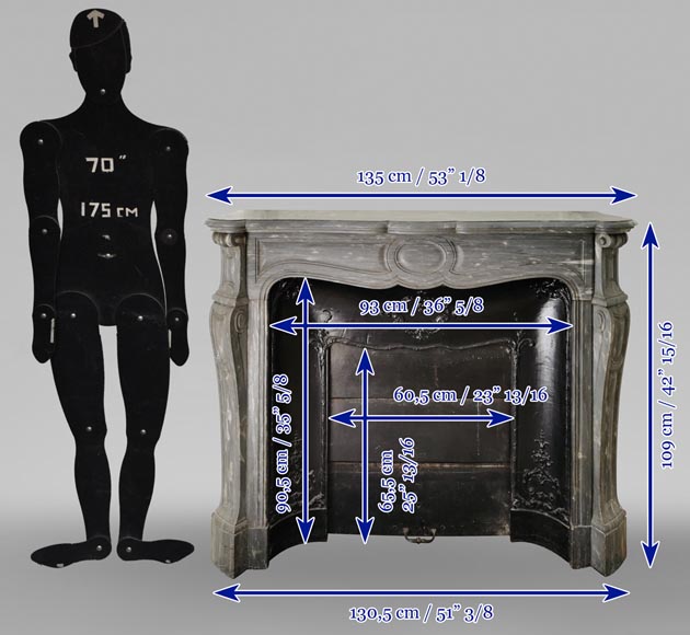 Belle cheminée Pompadour en marbre bleu Turquin Belle cheminée Pompadour en marbre bleu Turquin-9