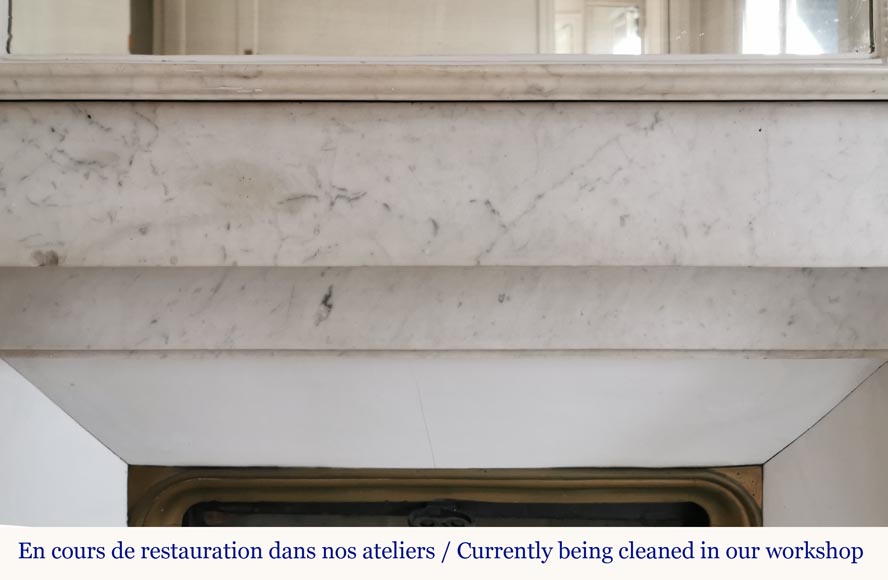 Cheminée de style Louis Philippe en marbre blanc de Carrare Cheminée de style Louis Philippe en marbre blanc de Carrare-1