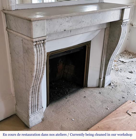 Cheminée de style Louis Philippe en marbre blanc de Carrare Cheminée de style Louis Philippe en marbre blanc de Carrare-2