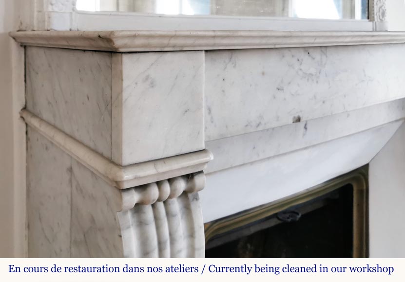 Cheminée de style Louis Philippe en marbre blanc de Carrare Cheminée de style Louis Philippe en marbre blanc de Carrare-3