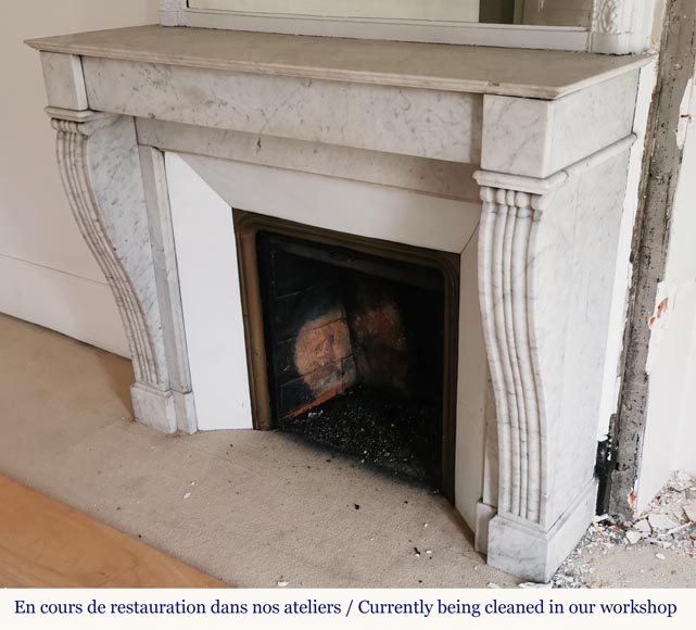 Cheminée de style Louis Philippe en marbre blanc de Carrare Cheminée de style Louis Philippe en marbre blanc de Carrare-5