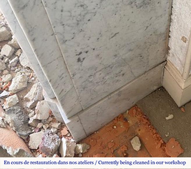 Cheminées de style Louis XIV en marbre de Carrare Cheminées de style Louis XIV en marbre de Carrare-4