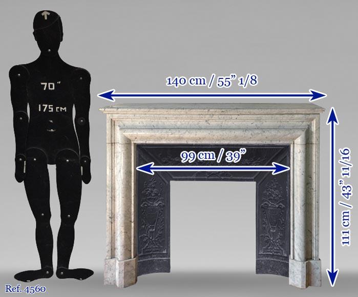 Cheminées de style Louis XIV en marbre de Carrare Cheminées de style Louis XIV en marbre de Carrare-5