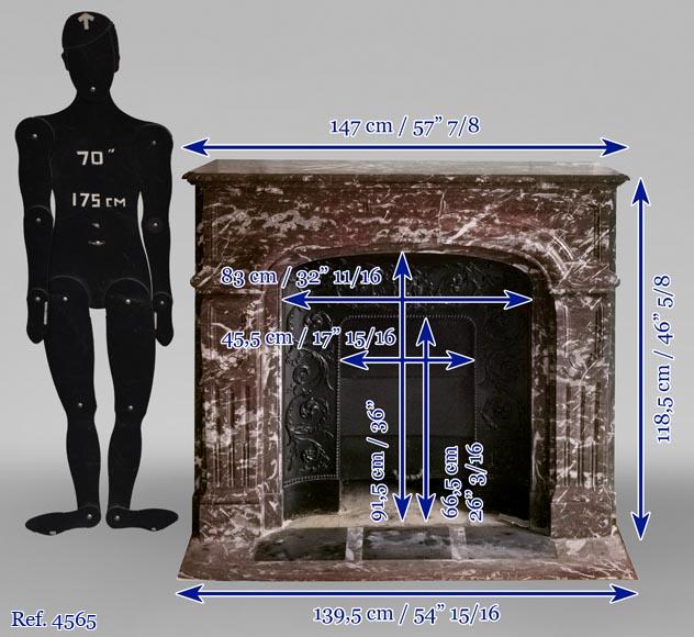 Cheminée de style Régence en marbre Rouge du nord Cheminée de style Régence en marbre Rouge du nord-11
