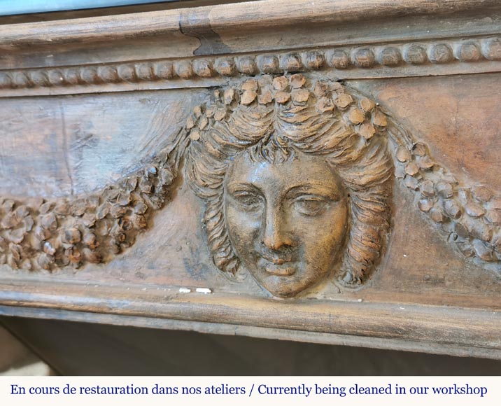 Rare cheminée en terre cuite de style Louis XVI à colonnes torses, début du XIXe siècle Rare cheminée en terre cuite de style Louis XVI à colonnes torses, début du XIXe siècle-4