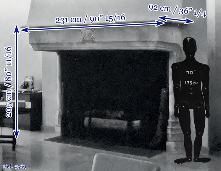 Importante cheminée en pierre du XVIIe siècle Importante cheminée en pierre du XVIIe siècle-12