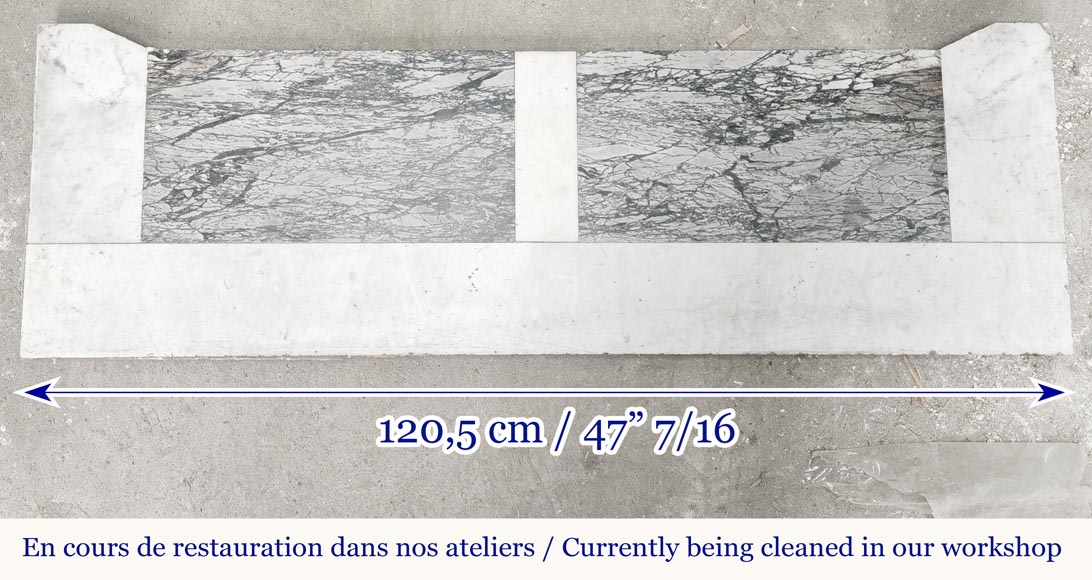 Cheminée de style Louis XV à trois coquilles, en marbre de Carrare Cheminée de style Louis XV à trois coquilles, en marbre de Carrare-9
