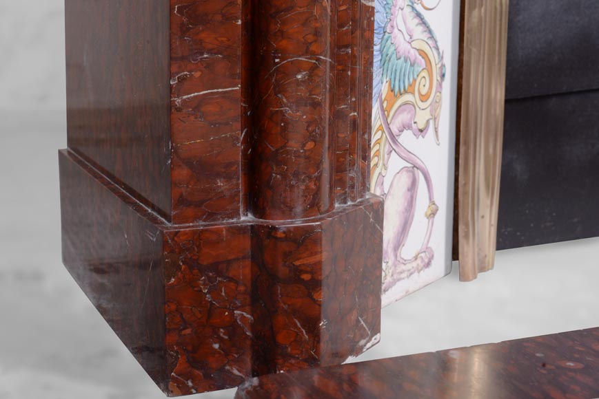 Cheminée de style Napoléon III en marbre Griotte Cheminée de style Napoléon III en marbre Griotte-5