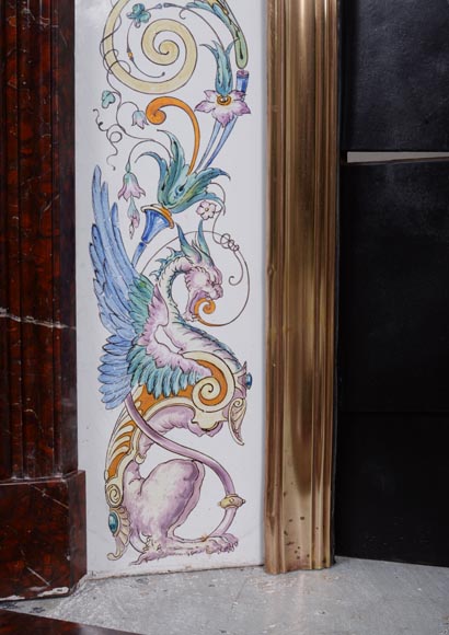 Cheminée de style Napoléon III en marbre Griotte Cheminée de style Napoléon III en marbre Griotte-10