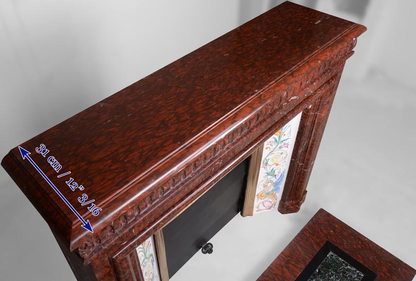 Cheminée de style Napoléon III en marbre Griotte Cheminée de style Napoléon III en marbre Griotte-12