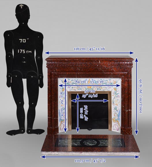 Cheminée de style Napoléon III en marbre Griotte Cheminée de style Napoléon III en marbre Griotte-13