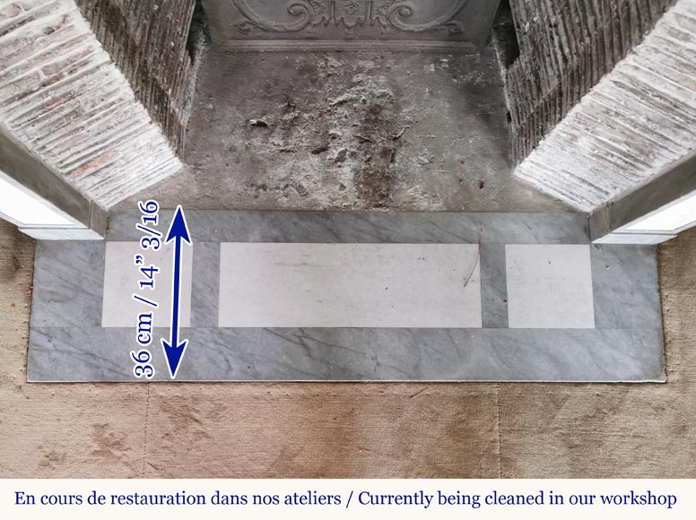 Cheminée de style Louis XVI en marbre statuaire et Bleu Turquin aux instruments de musique Cheminée de style Louis XVI en marbre statuaire et Bleu Turquin aux instruments de musique-14