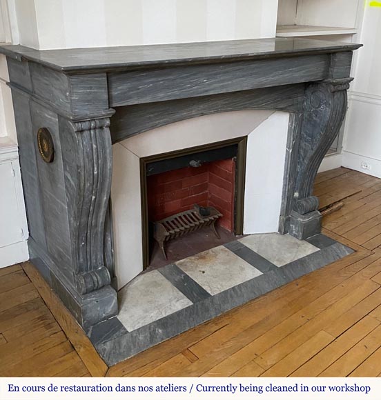 Cheminée de style Louis-Philippe en marbre Bleu Turquin Cheminée de style Louis-Philippe en marbre Bleu Turquin-1
