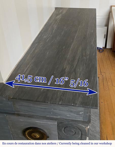 Cheminée de style Louis-Philippe en marbre Bleu Turquin Cheminée de style Louis-Philippe en marbre Bleu Turquin-6