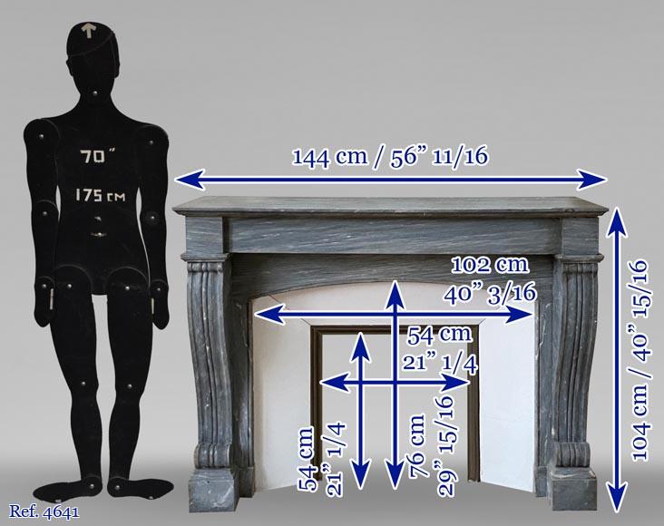 Cheminée de style Louis-Philippe en marbre Bleu Turquin Cheminée de style Louis-Philippe en marbre Bleu Turquin-7