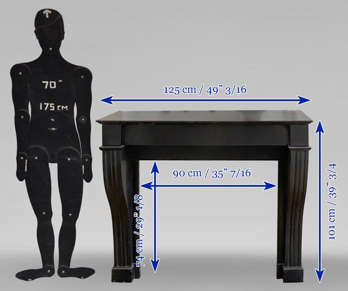 Petite cheminée de style Louis Philippe en marbre Noir Fin de Belgique Petite cheminée de style Louis Philippe en marbre Noir Fin de Belgique-4