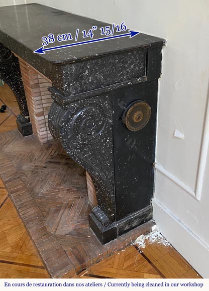 Cheminée de style Louis Philippe en marbre Gris Saint-Anne Cheminée de style Louis Philippe en marbre Gris Saint-Anne-2