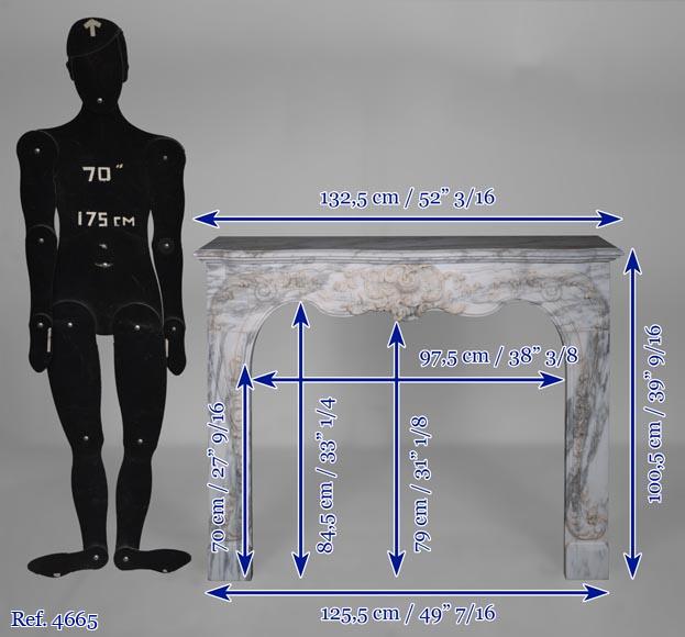 Cheminée de style Louis XV en marbre Arabescato  Cheminée de style Louis XV en marbre Arabescato -14