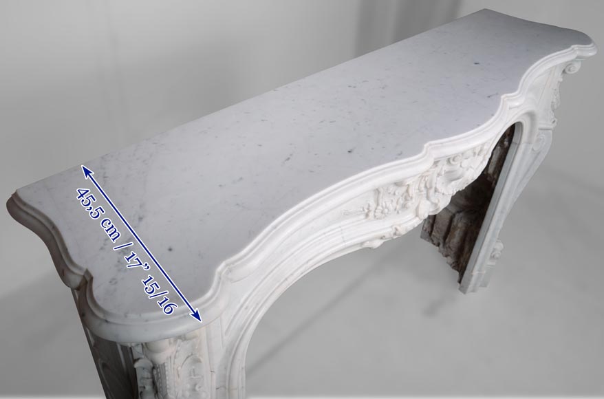 Cheminée de style Louis XV en marbre de Carrare Cheminée de style Louis XV en marbre de Carrare-15