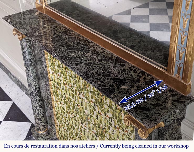 Cheminée de style Directoire à colonnes en bois peint en trompe-l'oeil de marbre Vert Antique Cheminée de style Directoire à colonnes en bois peint en trompe-l'oeil de marbre Vert Antique-9