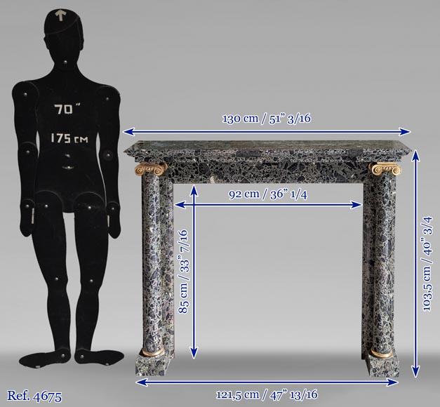 Cheminée de style Directoire à colonnes en bois peint en trompe-l'oeil de marbre Vert Antique Cheminée de style Directoire à colonnes en bois peint en trompe-l'oeil de marbre Vert Antique-10