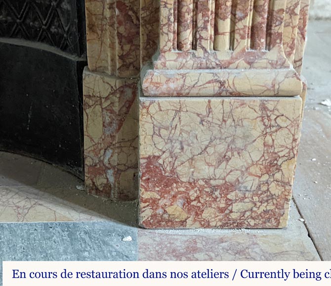 Cheminée de style Louis XVI aux rosaces en marbre Breccia Nuvolata Cheminée de style Louis XVI aux rosaces en marbre Breccia Nuvolata-8