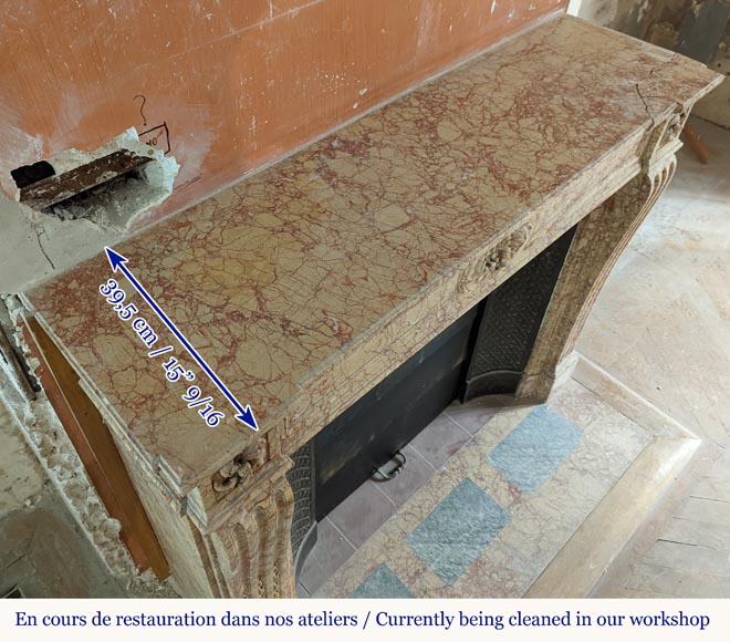 Cheminée de style Louis XVI aux rosaces en marbre Breccia Nuvolata Cheminée de style Louis XVI aux rosaces en marbre Breccia Nuvolata-10