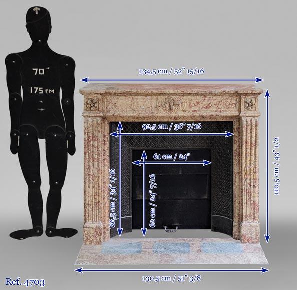 Cheminée de style Louis XVI aux rosaces en marbre Breccia Nuvolata Cheminée de style Louis XVI aux rosaces en marbre Breccia Nuvolata-11