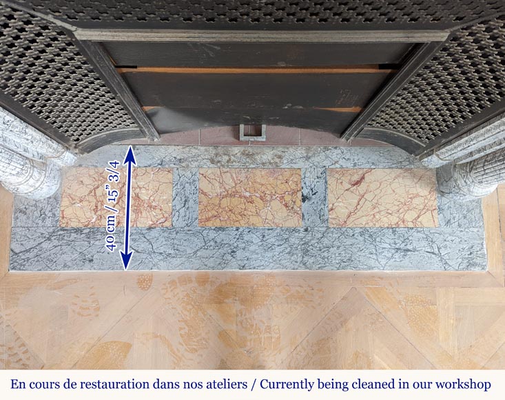 Belle cheminée de style Louis XVI aux demies colonnes en marbre Bleu Fleuri Belle cheminée de style Louis XVI aux demies colonnes en marbre Bleu Fleuri-10