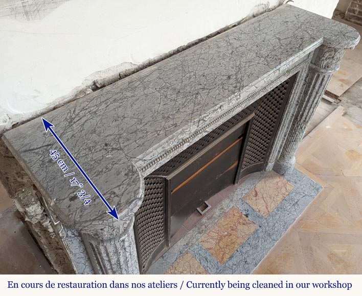 Belle cheminée de style Louis XVI aux demies colonnes en marbre Bleu Fleuri Belle cheminée de style Louis XVI aux demies colonnes en marbre Bleu Fleuri-11
